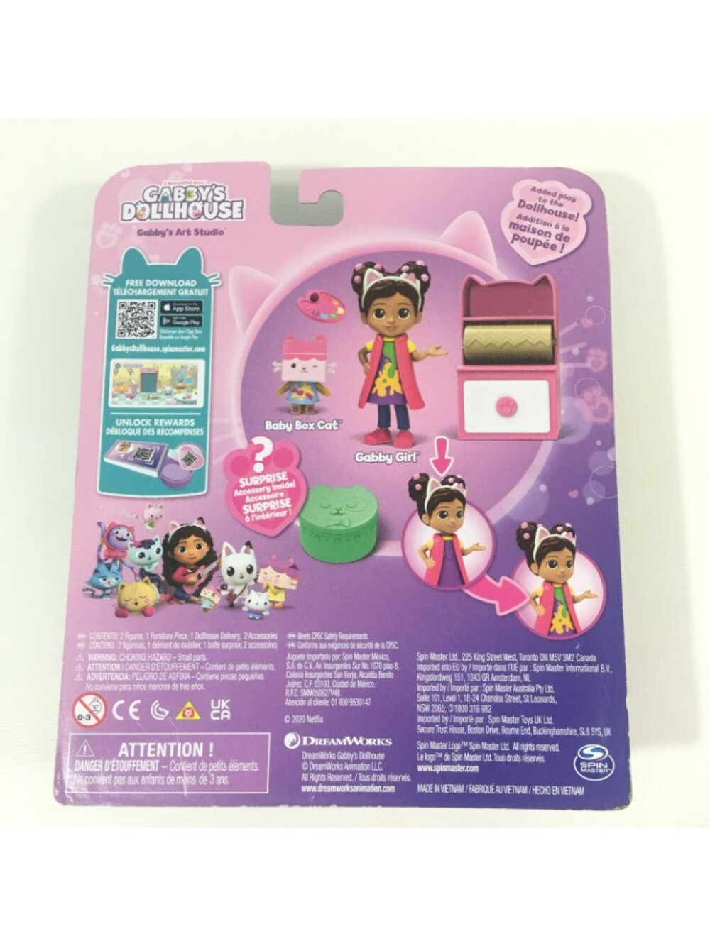 Gabbys Dollhouse Art Studio Playset Gabby Doll And Baby Box Cat 6 Piece Set - Picture 2 of 5